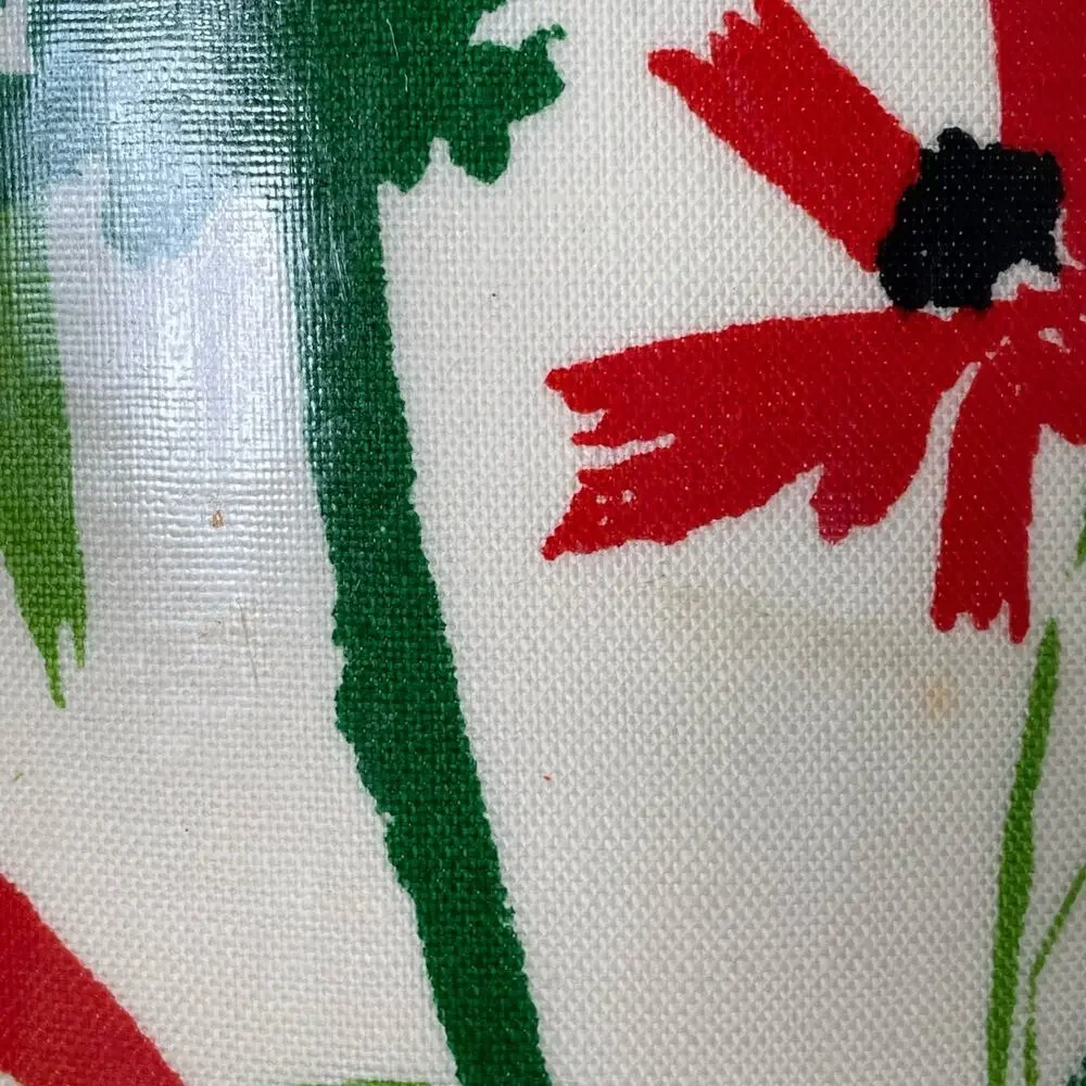 Large Floral Ice Bucket MCM Retro Vtg Iris Spring Flower Vinyl Insulated READ